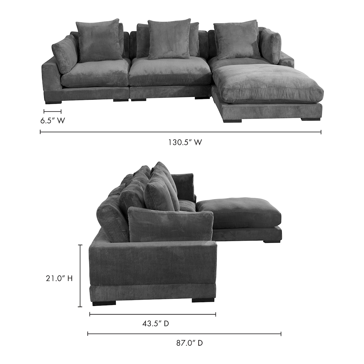 Moe's Home Collection Tumble Tumble Lounge Modular Sectional Charcoal