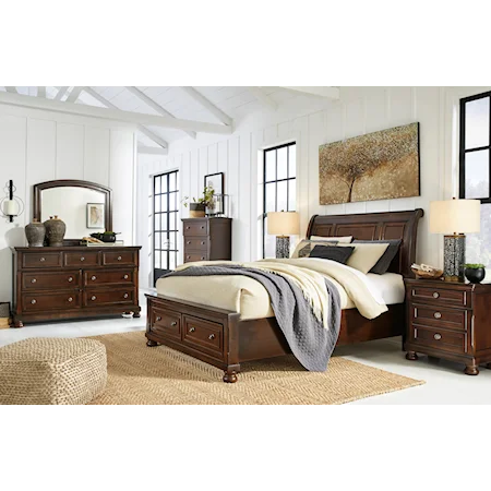 Queen Sleigh Bed with Storage Footboard