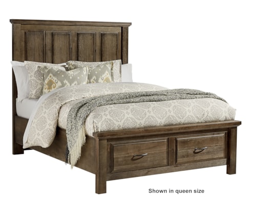 Rustic Farmhouse Queen Mansion Bed with Footboard Storage