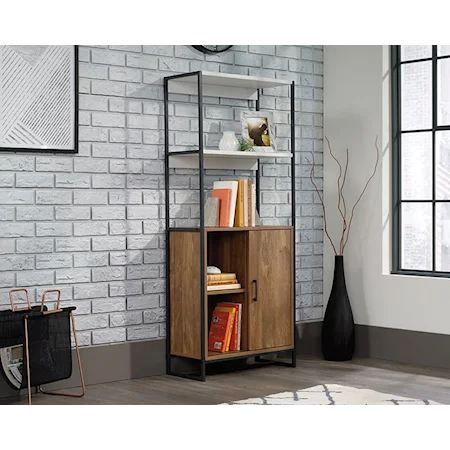Contemporary Open Shelf Bookcase with Concealed Storage