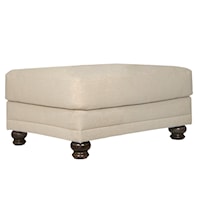 Transitional Ottoman with Turned Legs
