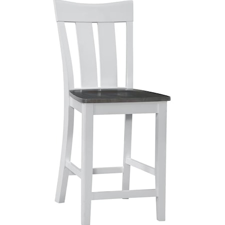 Ava Farmhouse Slat Back Dining Stool - Heather Gray/White