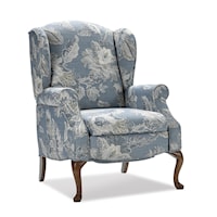 Traditional Push Back Recliner with Oak Queen Anne Legs