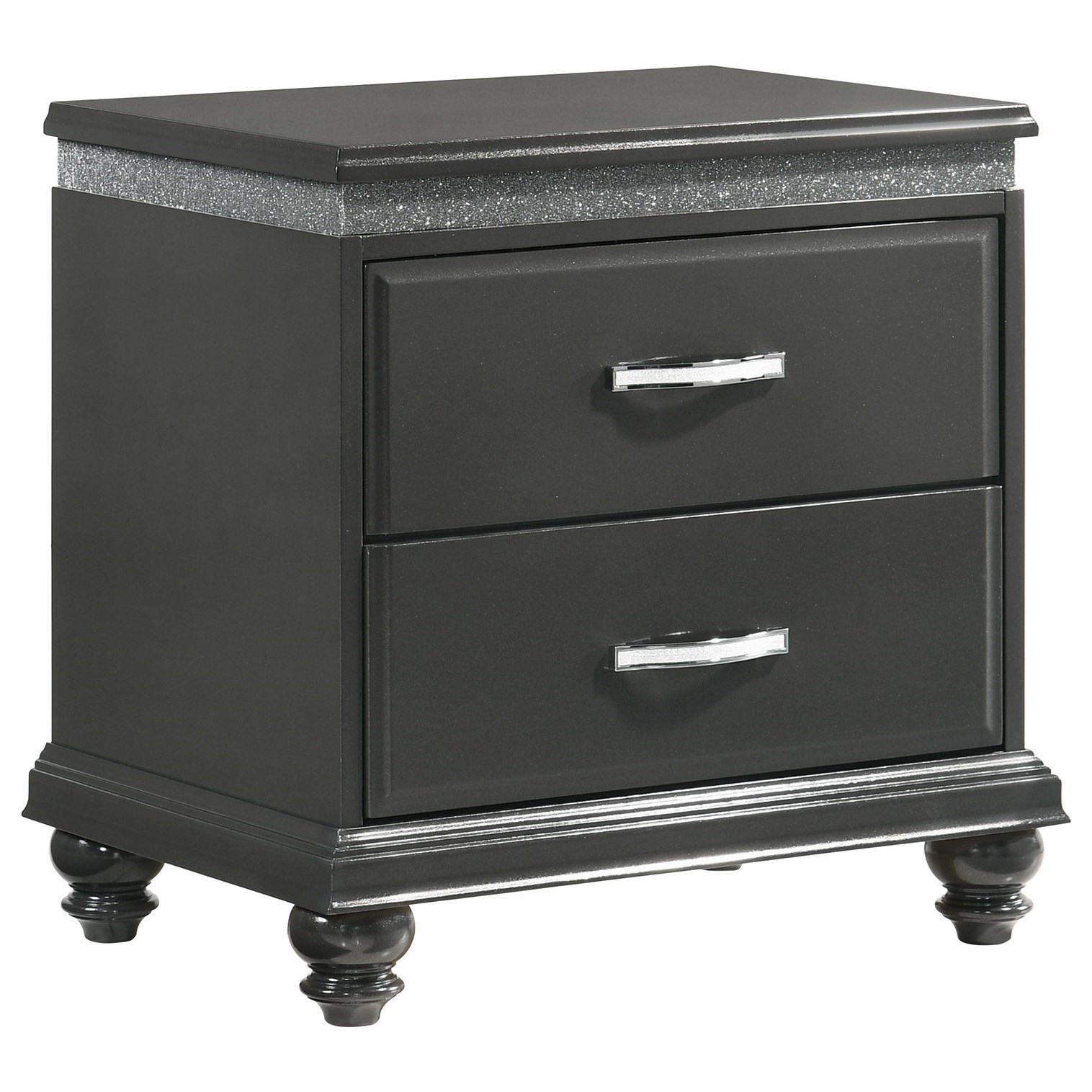 Crown Mark Frampton B47902 Glam Nightstand with Bun Feet Royal Furniture Nightstands