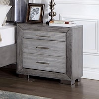 Transitional Gray Nightstand with USB Ports