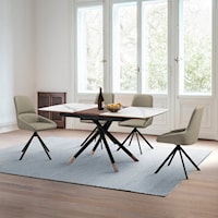 Transitional 5 Piece Extendable Dining Set with Faux Leather Chairs