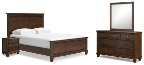 4pc Queen Panel Bed, Dresser, Mirror & Nightstand 
