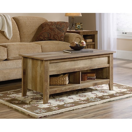 Farmhouse Lift-Top Coffee Table with Lower Storage Shelf
