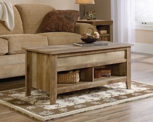 Farmhouse Lift-Top Coffee Table with Lower Storage Shelf