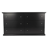 Casual 6-Drawer Dresser with Metal Knobs