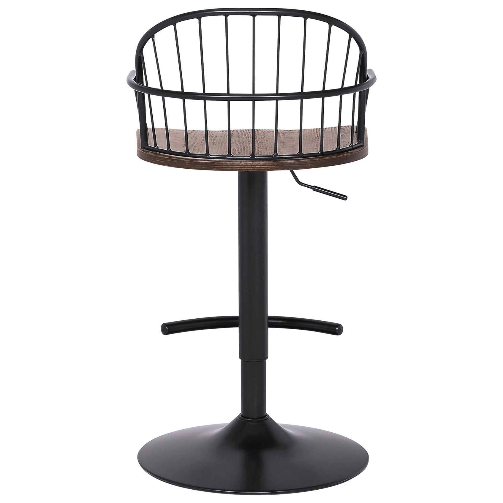 Armen Living Edward Adjustable Walnut Glazed Barstool in Black P