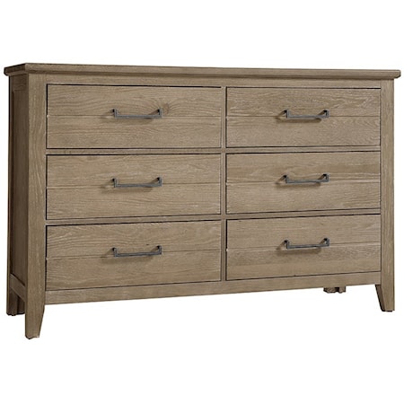 Rustic 6-Drawer Dresser with Soft-Close Drawers
