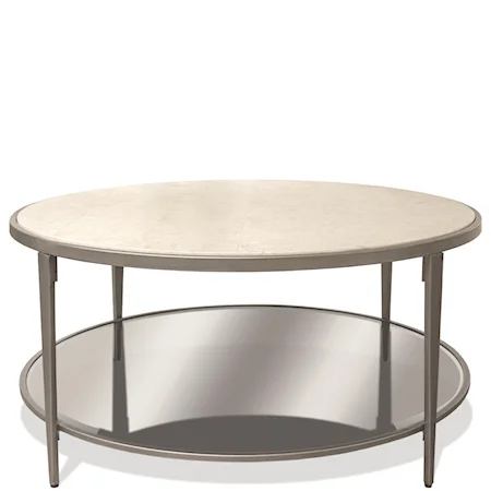 Contemporary Round Cocktail Table with Shelf