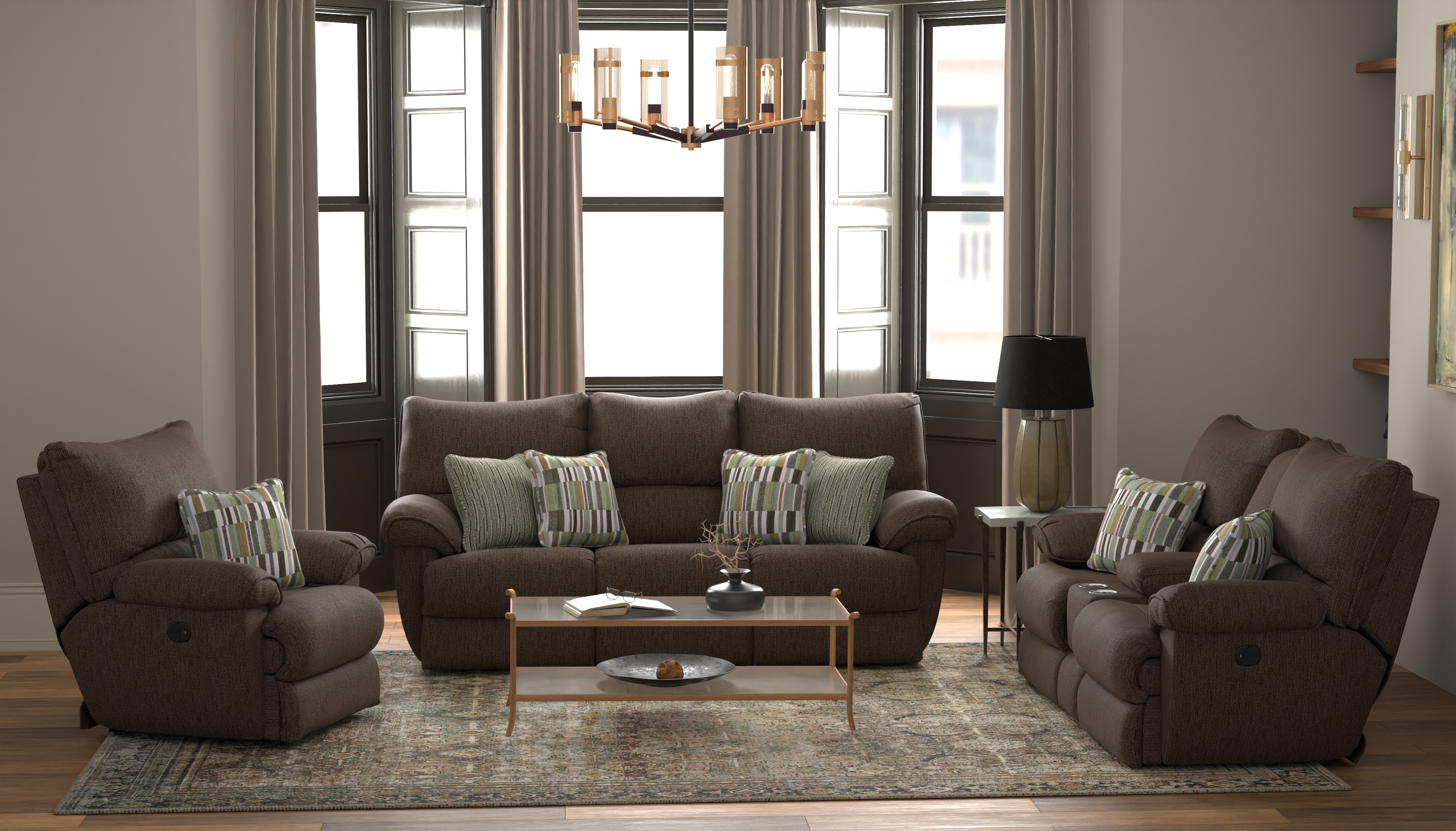 Catnapper Lenny Lay Flat Power Reclining Console Loveseat