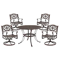 Traditional 5 Piece Outdoor Dining Set with Cast Aluminum Frame