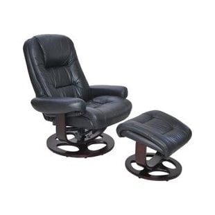 Casual Swivel Recliner and Ottoman Set with Wood Base