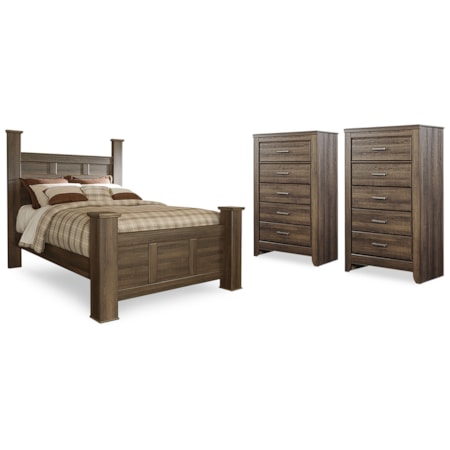 Queen Poster Bed And 2 Chests