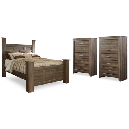 Queen Poster Bed And 2 Chests