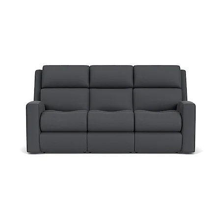 Contemporary Power Reclining Sofa with Power Headrests & Lumbar