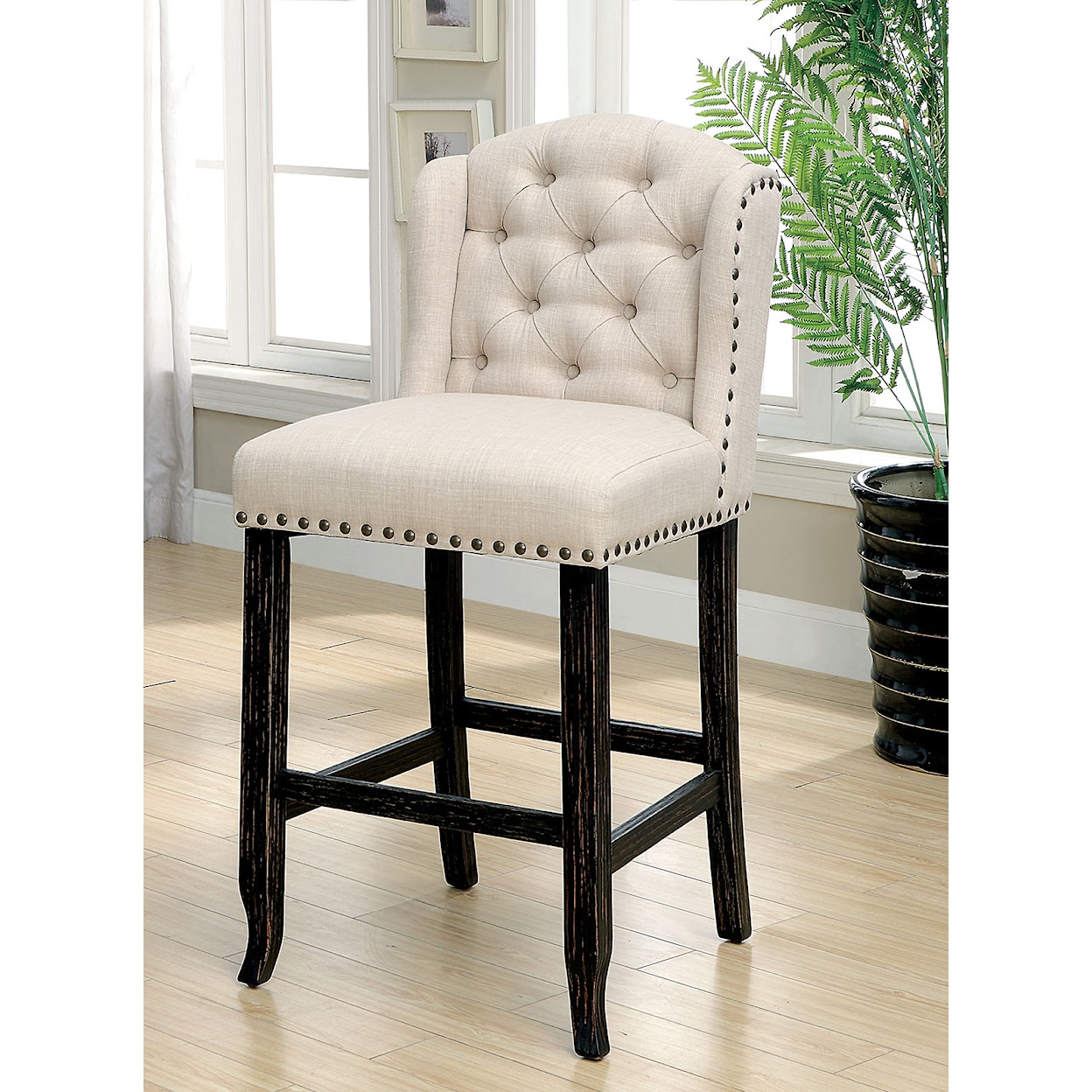 Furniture of America Sania III Wing Back Bar Height Chair