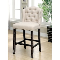 Wing Back Bar Height Chair with Tufting
