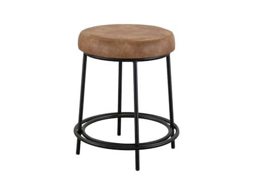 Transitional 24" Upholstered Barstool with Iron Base