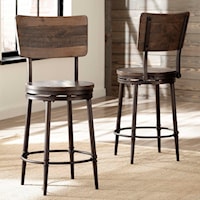 Jennings Swivel Bar Stool with Wood Backrest