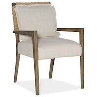 Coastal Woven Back Upholstered Arm Chair with Performance Fabric