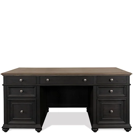 Traditional Two-Tone Executive Desk