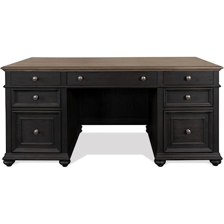 Traditional Two-Tone Executive Desk
