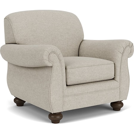 Transitional Upholstered Arm Chair with Bun Feet