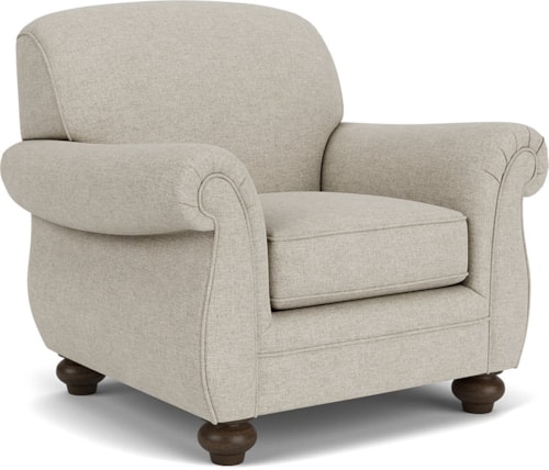 Transitional Upholstered Arm Chair with Bun Feet