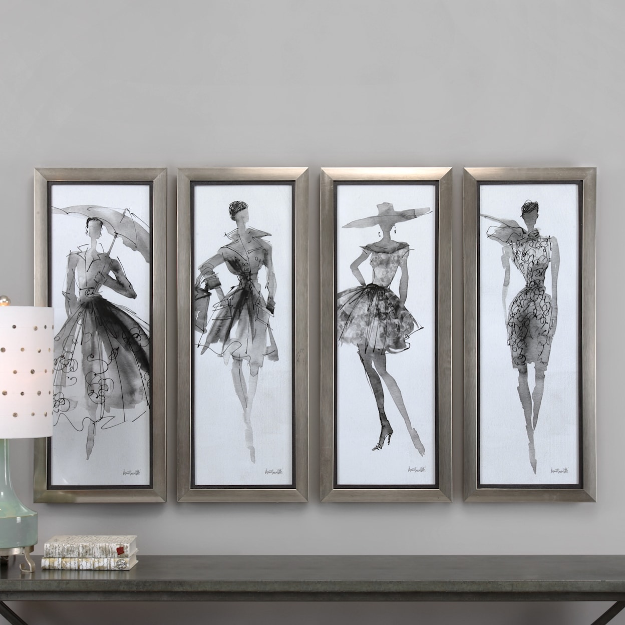 Uttermost Framed Prints Fashion Sketchbook Art, S/4