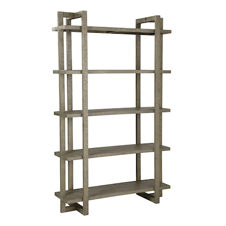 Distressed Gray Solid Wood Oak Bookcase