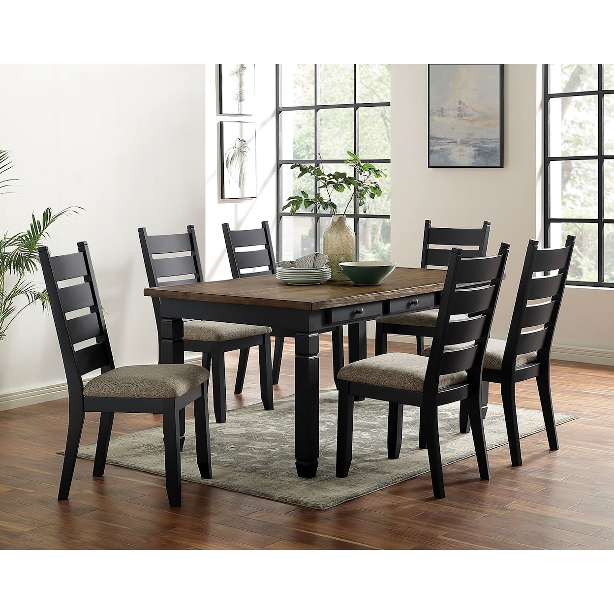 Furniture of America - FOA Lynn Lake 7 Piece Dining Table Set