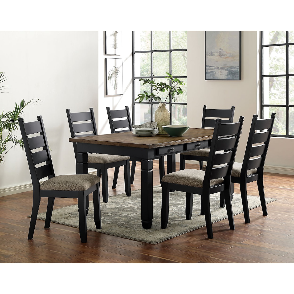 Furniture of America Lynn Lake 7 Piece Dining Table Set