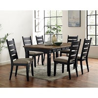 Transitional 7 Piece Dining Table Set