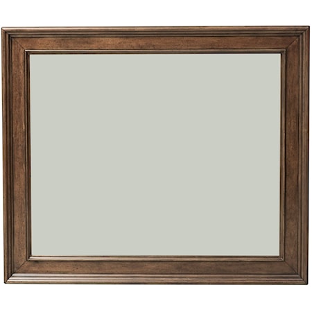 Transitional Beveled Landscape Mirror with Wood Frame