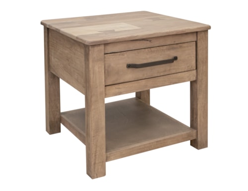 Transitional 1-Drawer End Table with Bottom Shelf
