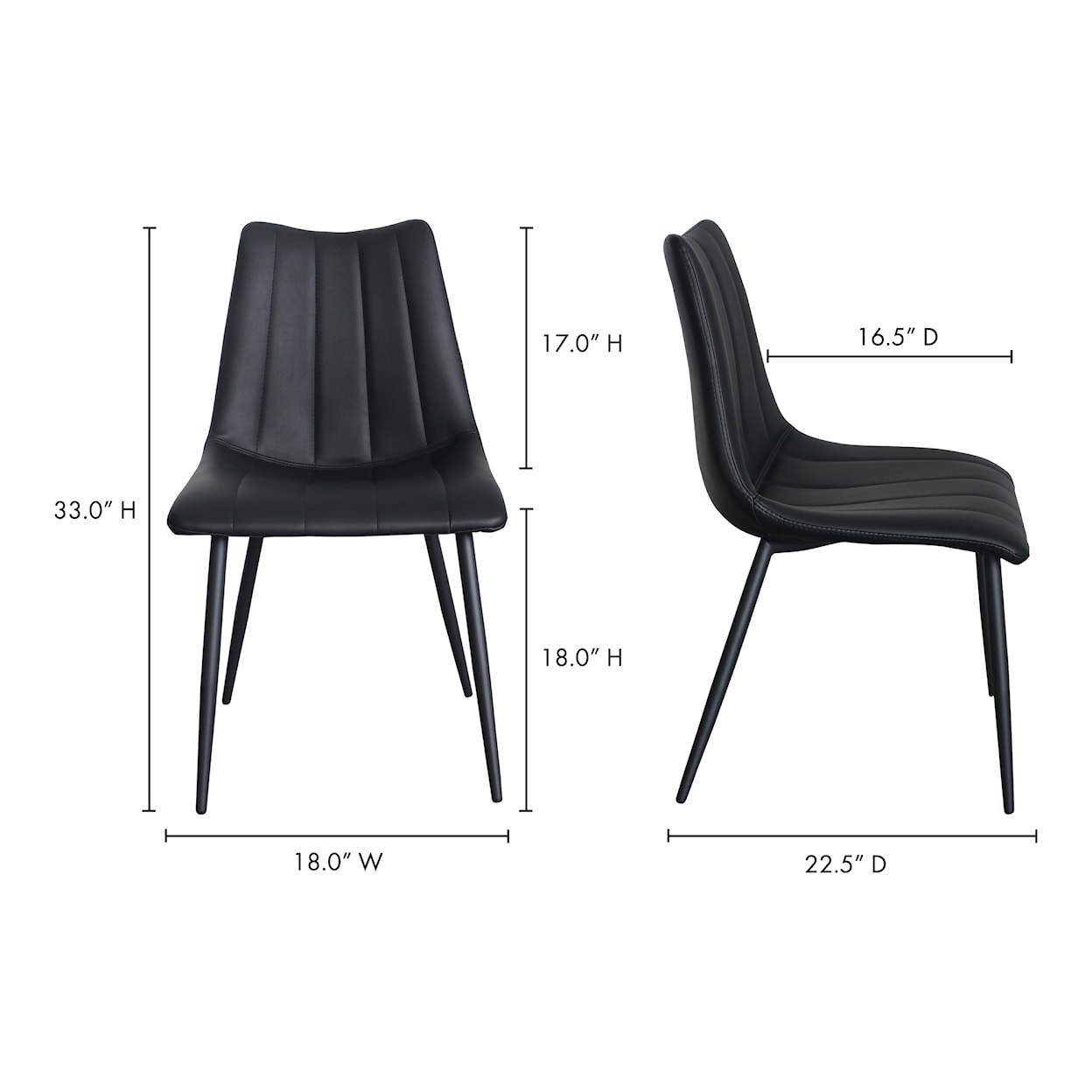 Moe's Home Collection Alibi Alibi Dining Chair Matte Black-M2