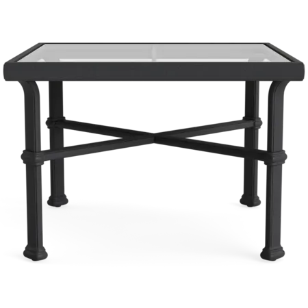 26" Square Glass-Top Side Table w/X-Trestle