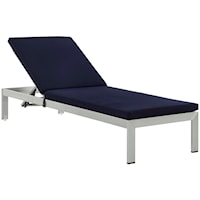 Outdoor Aluminum Chaise with Cushions - Navy