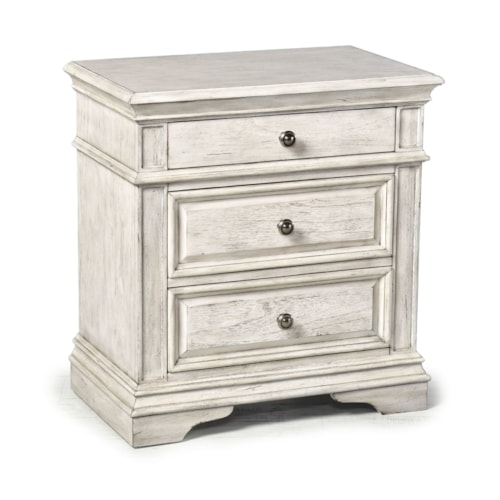 Farmhouse 3-Drawer Nightstand with USB Ports