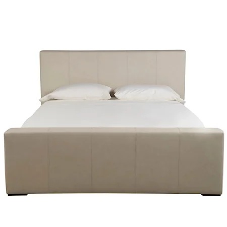 Contemporary Upholstered King Panel Bed with Reversible Rails