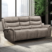 Casual Gray Dual Reclining Sofa with Pillow Arms