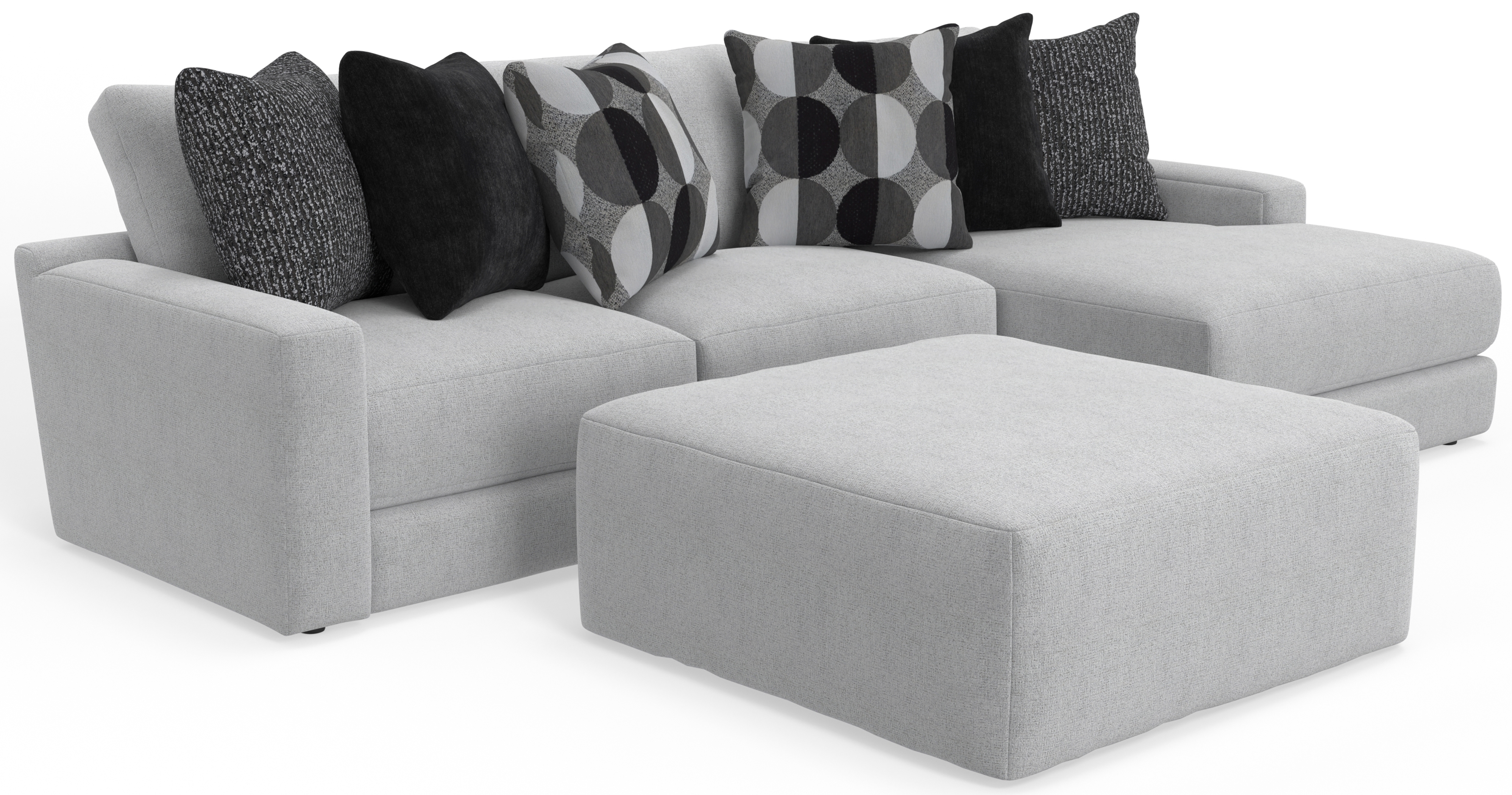 3-Piece Sectional Sofa with Cocktail Ottoman
