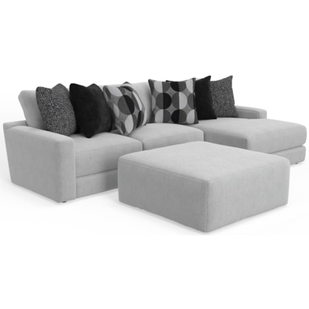 3-Piece Sectional Sofa with Cocktail Ottoman