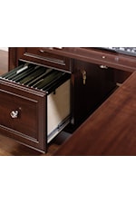 Sauder Palladia Traditional L-Shaped Office Desk with Drop-Front Keyboard Drawer