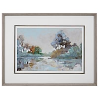 Morning Lake Watercolor Framed Print