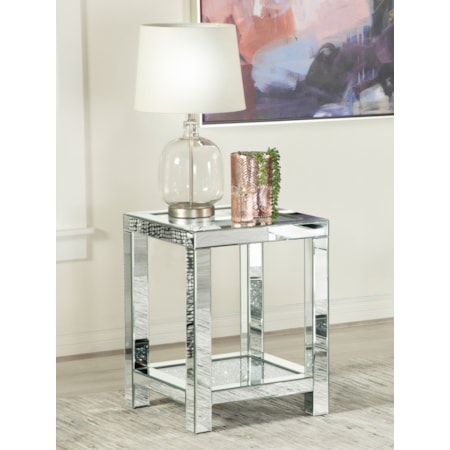 Valentina 1-shelf Glass Top Side End Table